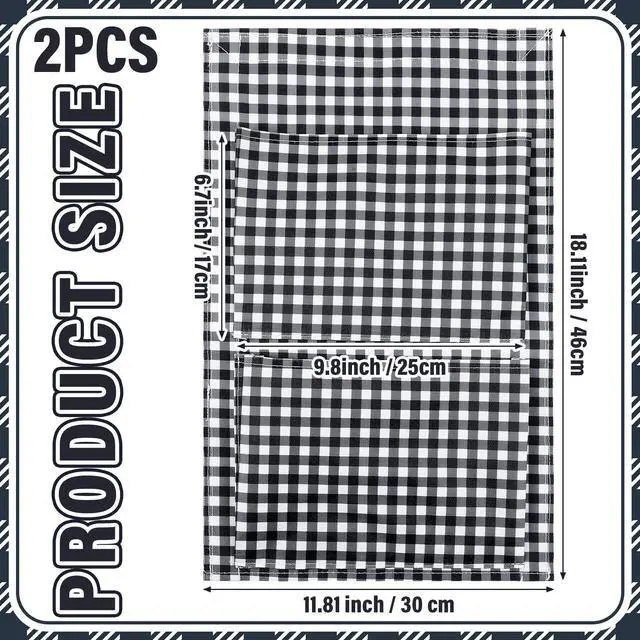 Alt view image 2 of 6 - 2 Pack Adhesive Cabinet Door Organizer Bag 18" x 12" Adhesive Strap Waterproof Wall Hanging Storage Bag Inside Cabinet Door Hanging Storage Basket with Pockets for Kitchen Office(Black)