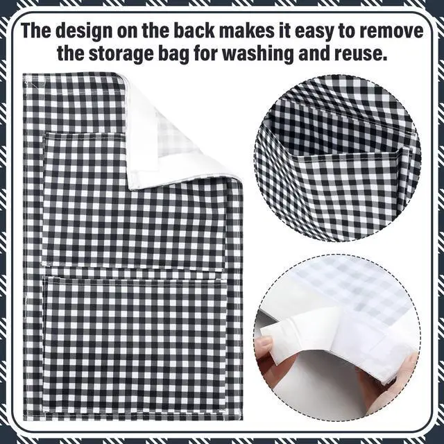 Alt view image 3 of 6 - 2 Pack Adhesive Cabinet Door Organizer Bag 18" x 12" Adhesive Strap Waterproof Wall Hanging Storage Bag Inside Cabinet Door Hanging Storage Basket with Pockets for Kitchen Office(Black)