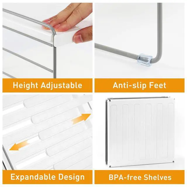 Alt view image 4 of 7 - Foil and Plastic Wrap Organizer, Expandable Kitchen Pantry Storage, Height Adjustable Cabinet Rack for Kitchen Organization, Aluminum Foil -3 Tier 9.8" to 15.6"L