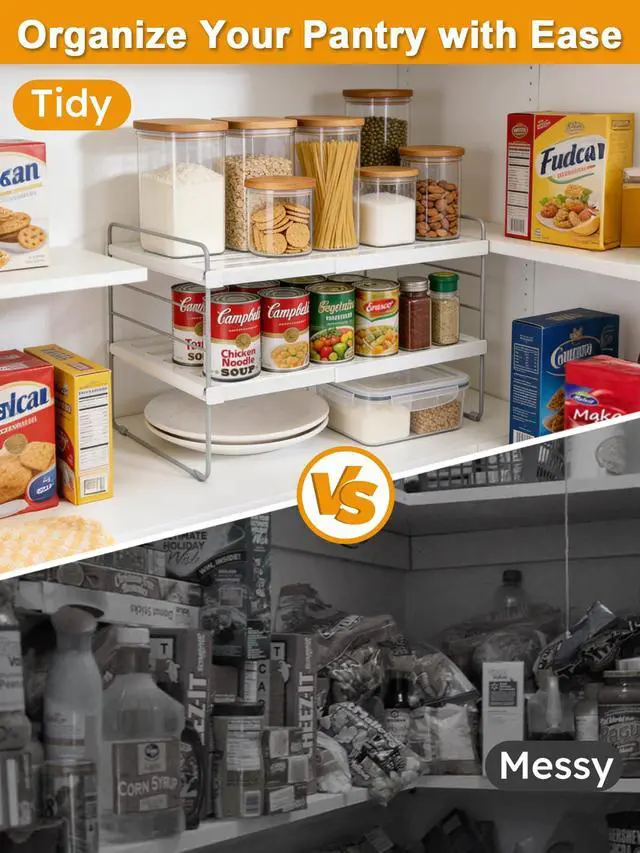 Alt view image 6 of 7 - Foil and Plastic Wrap Organizer, Expandable Kitchen Pantry Storage, Height Adjustable Cabinet Rack for Kitchen Organization, Aluminum Foil -3 Tier 9.8" to 15.6"L