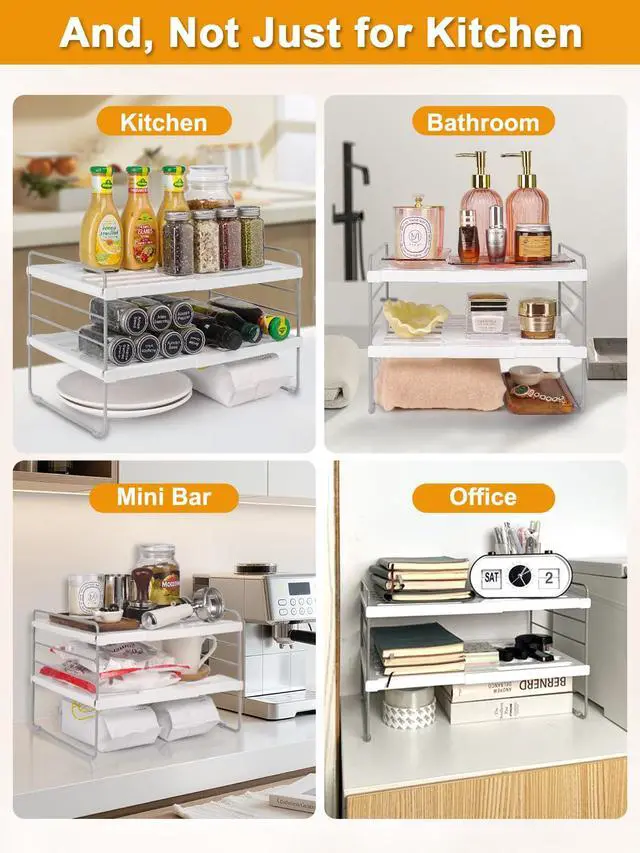 Alt view image 7 of 7 - Foil and Plastic Wrap Organizer, Expandable Kitchen Pantry Storage, Height Adjustable Cabinet Rack for Kitchen Organization, Aluminum Foil -3 Tier 9.8" to 15.6"L