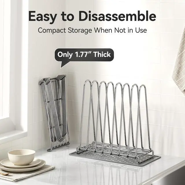 Alt view image 6 of 7 - Reusable Bag Dry Rack, 304 Stainless Steel Plastic Bag Dry Rack with Silicone Drying Mat, Easy to Disassemble Bag Dryer Rack for Reusable Bags, Ziplock Bags, Silicone Bags, Space Saving Drying Stand