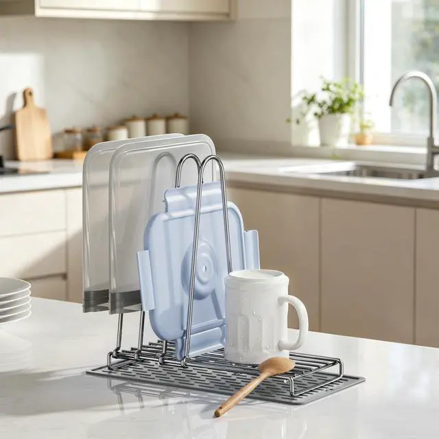 Alt view image 3 of 7 - Reusable Bag Dry Rack, 304 Stainless Steel Plastic Bag Dry Rack with Silicone Drying Mat, Easy to Disassemble Bag Dryer Rack for Reusable Bags, Ziplock Bags, Silicone Bags, Space Saving Drying Stand