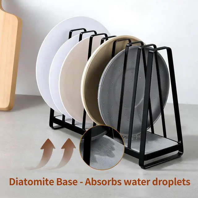 Alt view image 3 of 7 - Reusable Bag Drying Rack - 9-Slot Plastic Bag Drying Rack with Diatomite Base(Keep the Countertop Dry), Black