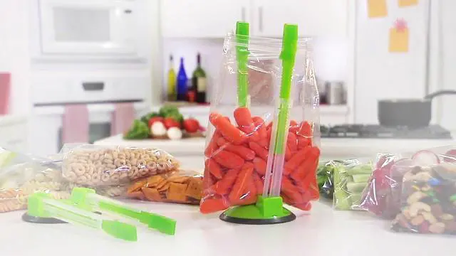 Alt view image 7 of 7 - Baggy Rack Hands-Free Clip Food Storage Freezer Baggy Holder,Bag Holder For Plastic Bags Stand/Pack of 2 Green