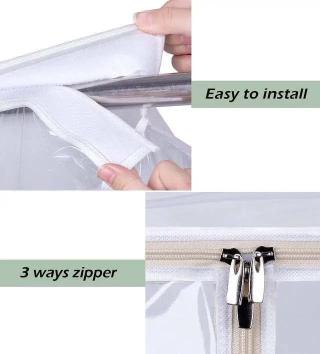 Alt view image 5 of 7 - 43" Hanging Garment Bags for Closet Storage Large Clear Window Hanging Clothes Storage Garment Rack Cover Coat Protector for Suit, Wardrobe, Bottom Enclosed