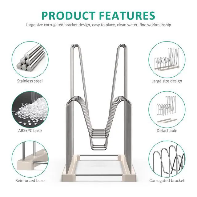 Alt view image 6 of 6 - Plastic Bag Drying Rack, Reusable Bag Drying Rack for Silicone Bag & Ziploc Bag, Bottle Dryer Rack for Gloves & Glasses, Pan Lid & Cutting Board Organizer