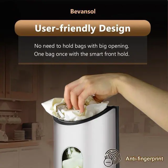 Alt view image 5 of 7 - Grocery Plastic Bag Holder for Kitchen Trash Bag, Easy Wall Mount Bag Saver, Storage Dispenser Medium, Smudge Proof with Extra Wide Access Openings, Stainless Steel (Sliver)