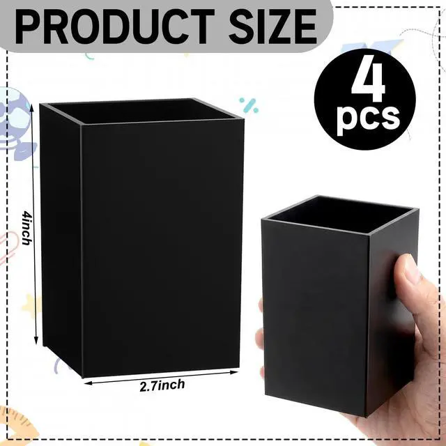 Alt view image 4 of 7 - 4 Pcs Classroom Magnetic Storage Boxes with Write Wipe Label Magnetic Storage Containers Plastics Pen Holder for Classroom Whiteboard Dry Erase Board Refrigerator Locker Organizer(Black)