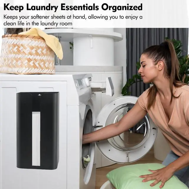 Alt view image 2 of 7 - Magnetic Laundry Dryer Sheet Dispenser, Tissue Holder, Garbage Bag Dispenser for Fridge, Kitchen, Laundry (Black)