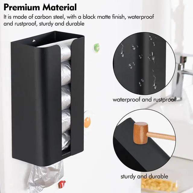 Alt view image 6 of 7 - Magnetic Laundry Dryer Sheet Dispenser, Tissue Holder, Garbage Bag Dispenser for Fridge, Kitchen, Laundry (Black)
