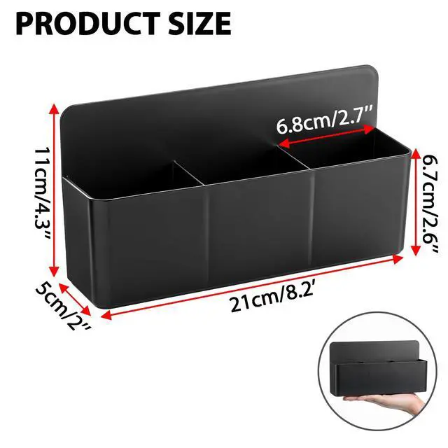 Alt view image 2 of 7 - Magnetic Water Drink Packet Organizer, 3 Compartments Tea Bag Organizer Sugar Packet Holder for Pantry Cabinet Fridge, Kitchen Organizers and Storage, Magnetic Pencil Holder (Black)