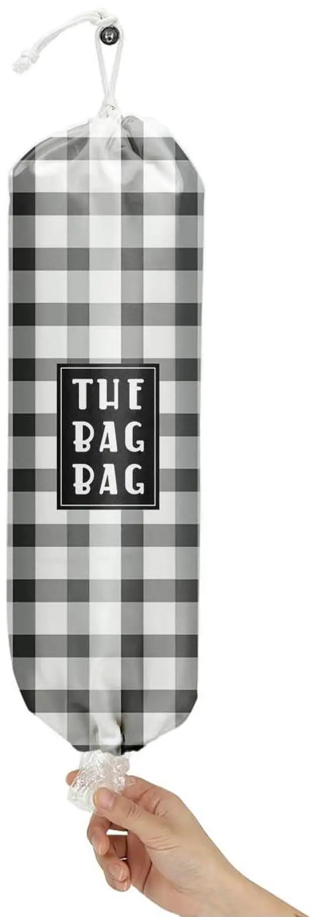 Main image of Plastic Bag Holder,Reusable And Washable Grocery Bag organizer,for Home Kitchen Travelling Camping Decor, use 1 Pack, Black White And Gray Checkerboard Pattern