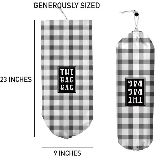Alt view image 4 of 6 - Plastic Bag Holder,Reusable And Washable Grocery Bag organizer,for Home Kitchen Travelling Camping Decor, use 1 Pack, Black White And Gray Checkerboard Pattern