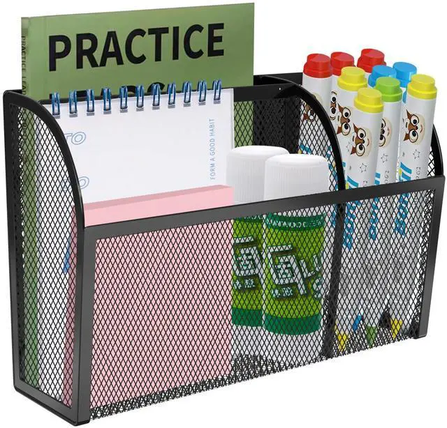 Main image of Magnetic Pencil Holder-Magnetic Basket for Fridge 3-Grid Mesh Magnetic Pen Holder for Refrigerator, Extra Strong Magnets Mesh Marker Holder Locker Accessories Organizer for Whiteboard