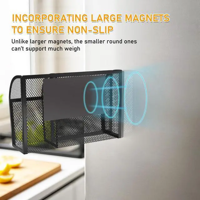 Alt view image 3 of 7 - Magnetic Pencil Holder-Magnetic Basket for Fridge 3-Grid Mesh Magnetic Pen Holder for Refrigerator, Extra Strong Magnets Mesh Marker Holder Locker Accessories Organizer for Whiteboard