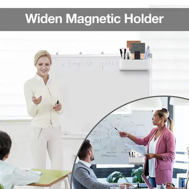 Alt view image 2 of 7 - Magnetic Dry Erase Marker Holder, Widen Magnetic Marker Pen Storage for Whiteboard, Refrigerator, Locker, Laundry Storage Basket Lint Holder Bin for Dryer, Washing Machine, White