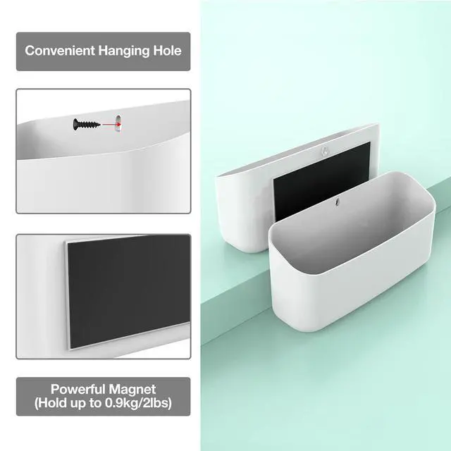 Alt view image 3 of 7 - Magnetic Dry Erase Marker Holder, Widen Magnetic Marker Pen Storage for Whiteboard, Refrigerator, Locker, Laundry Storage Basket Lint Holder Bin for Dryer, Washing Machine, White