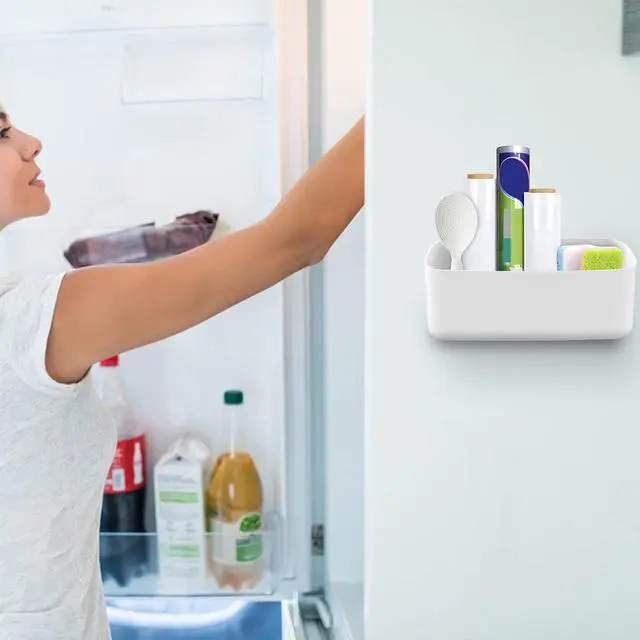 Alt view image 5 of 7 - Magnetic Dry Erase Marker Holder, Widen Magnetic Marker Pen Storage for Whiteboard, Refrigerator, Locker, Laundry Storage Basket Lint Holder Bin for Dryer, Washing Machine, White