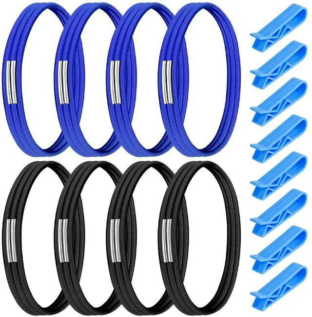 Main image of 16 Pack Garbage Can Bands and Trash Bag Clips, 8Pcs Adjustable Large Trash Can Rubber Bands Fits Fits 8 to 32 Gallon Cans, 8Pcs Garbage Bin Clamp Anti-Slip Fixation Clip