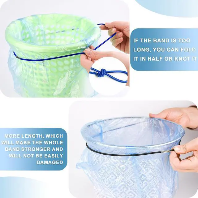 Alt view image 7 of 7 - 16 Pack Garbage Can Bands and Trash Bag Clips, 8Pcs Adjustable Large Trash Can Rubber Bands Fits Fits 8 to 32 Gallon Cans, 8Pcs Garbage Bin Clamp Anti-Slip Fixation Clip