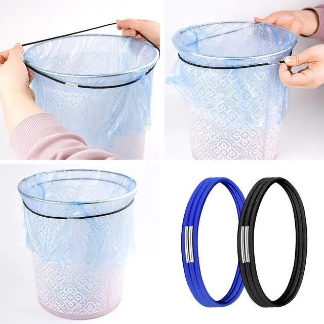 Alt view image 4 of 7 - 16 Pack Garbage Can Bands and Trash Bag Clips, 8Pcs Adjustable Large Trash Can Rubber Bands Fits Fits 8 to 32 Gallon Cans, 8Pcs Garbage Bin Clamp Anti-Slip Fixation Clip