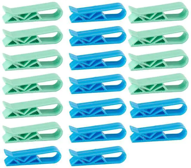 Main image of 20Pcs Plastic Kitchen Garbage Bin Clip Set, Anti-Slip Fixation Clamp for Trash Cans and Garbage Bags (Blue and Green)