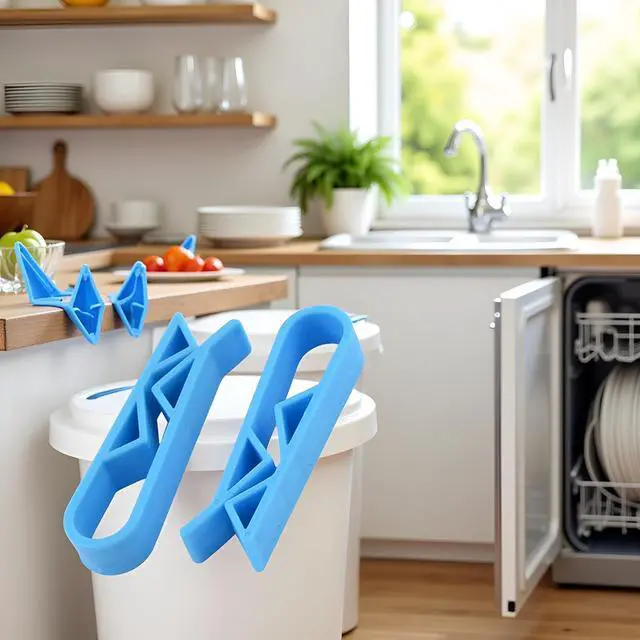 Alt view image 6 of 7 - 10Pcs Blue Plastic Kitchen Garbage Bin ClipSet of Bag Clips Anti-Slip Fixation Clamp for Trash Cans and Garbage Bins Janitorial Sanitation Supplies