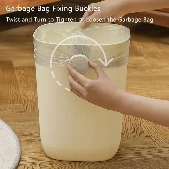 Alt view image 4 of 6 - 2 Pack Trash Bags Tuck Buckle Cinch Non-Slip Rotating Tightening Clips Instead of Elastic Bands Bag Liner Wrap Holder for Gabage Can Cylinder Waste Bin Kitchen Office Bedroom Bathroom