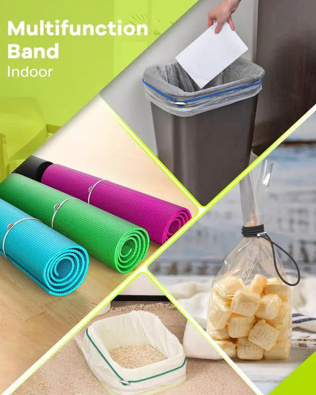 Alt view image 5 of 7 - Garbage Can Bands Cord Lord Design Adjustable Large Trash Can Rubber Bands Fits 8-33 Gallon Trash Cans Multifunction Bands Litter Box Bands for Kitchen Tables Picnic Party