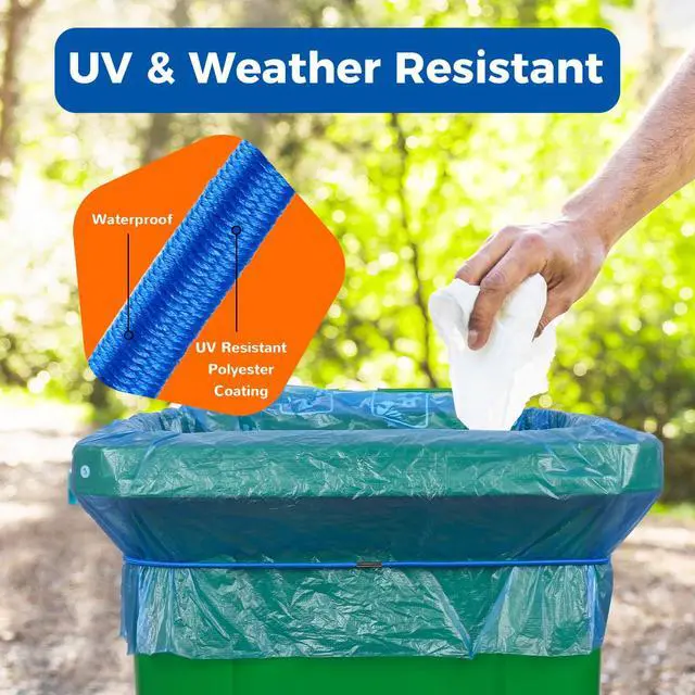 Alt view image 6 of 6 - Trash Can Bands Set of 3, Fits 55, 65, 96 Gallon Trash Cans, Extra Large Rubber Bands for Big Garbage Can Bag, Durable Kitchen Trash Bag Bands, Heavy Duty Moving Bands in Black Blue, and Olive Green