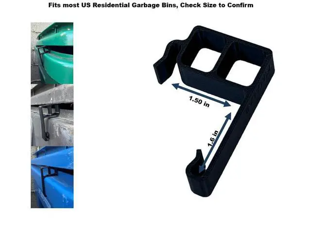 Alt view image 5 of 5 - Trash Can Ventilation Clip for U.S. Curbside Bins, Lid Spacer for Odor Reduction, Fits Residential Roller Trash Cans, Black