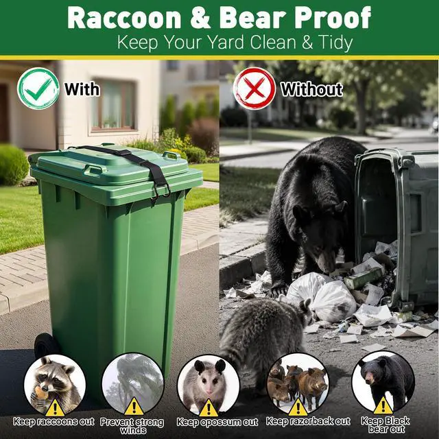 Alt view image 2 of 7 - Heavy Duty Bear & Raccoon Proof Trash Can Lock - Metal Hook