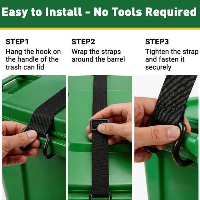 Alt view image 5 of 7 - Heavy Duty Bear & Raccoon Proof Trash Can Lock - Metal Hook