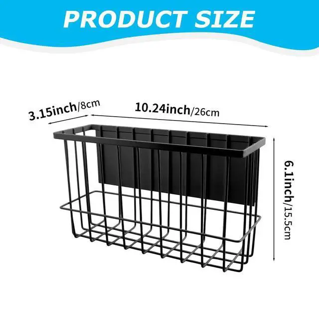 Alt view image 2 of 7 - Magnetic Basket Organizer for Fridge and Locker, Carbon Steel Storage Bin, 10.24 x 3.15 x 6.1 in, for Dryer Balls, Wrap, Spices and Small Items (Black)