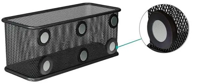 Main image of Mesh Magnetic Storage Baskets - Set of 1 (Black) with Anti-Slip Feature and Strong Magnets - Magnetic Locker Organizer and Pencil Holder for Whiteboard and Refrigerator (Black-1 pcs)