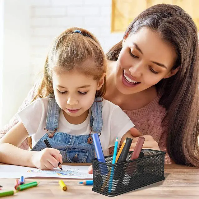 Alt view image 7 of 7 - Mesh Magnetic Storage Baskets - Set of 1 (Black) with Anti-Slip Feature and Strong Magnets - Magnetic Locker Organizer and Pencil Holder for Whiteboard and Refrigerator (Black-1 pcs)
