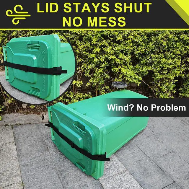 Alt view image 3 of 7 - GripHandle Metal Double-Claw Trash Can Lid Lock Strap for Animals,Bungee Cord with Hooks for Trash Bin Garbage Pail,Outdoor Outside Trash Lid Holder to Keep Raccoons Out,Fits 20-96 Gallon Cans - 1pc