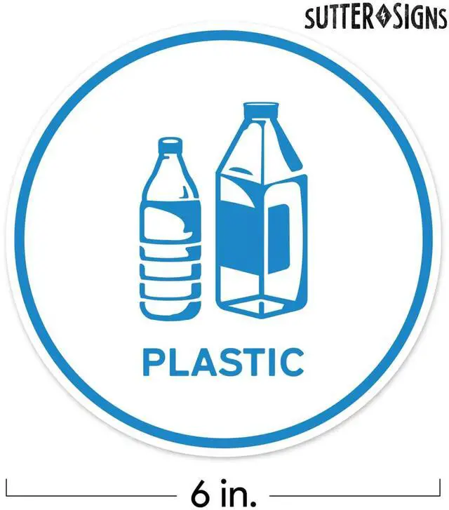 Alt view image 2 of 6 - Recycling Stickers for Trash Can, 6" Wide | 5pcs Recycle Stickers for Plastic Bins - Paper, Aluminum, Plastic, Glass, Compost