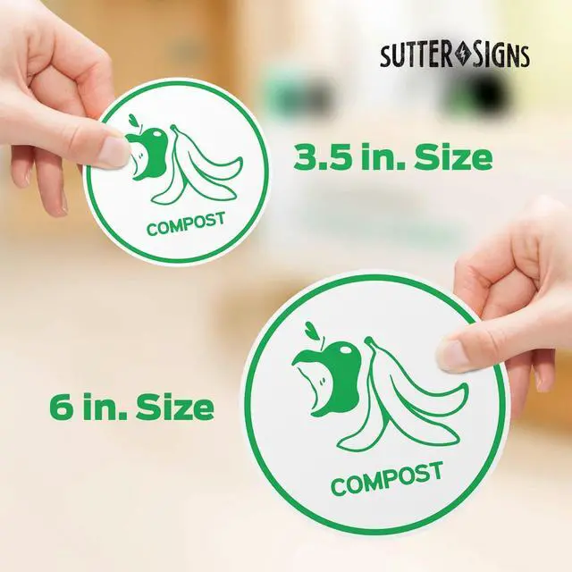 Alt view image 3 of 6 - Recycling Stickers for Trash Can, 6" Wide | 5pcs Recycle Stickers for Plastic Bins - Paper, Aluminum, Plastic, Glass, Compost