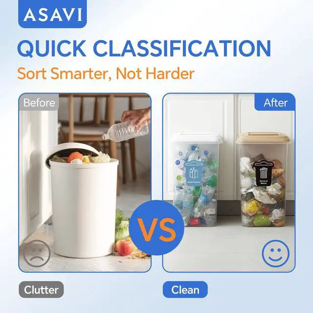 Alt view image 6 of 7 - Trash Sorting Stickers (6-Pack) 6x4.8 Waterproof Vinyl Waste Labels with Strong Adhesive, Durable Outdoor/Indoor Use, Icon-Based Design for Home, Office, Commercial Bins (Bucket-Shaped)