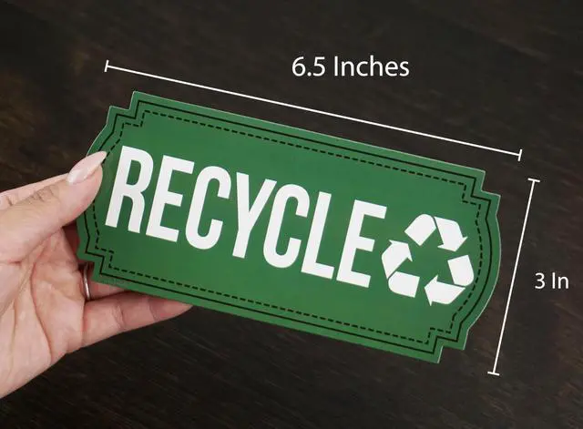 Alt view image 2 of 6 - Recycle and Trash Magnets for Kitchen Cans and Recycling Bins, Dual Trash and Recycle Magnet for Garbage Can Logo Symbol, 2 Magnetic Sticker Adhesives, 6.5x3 Inch Design Home Outdoor Waste (Green)