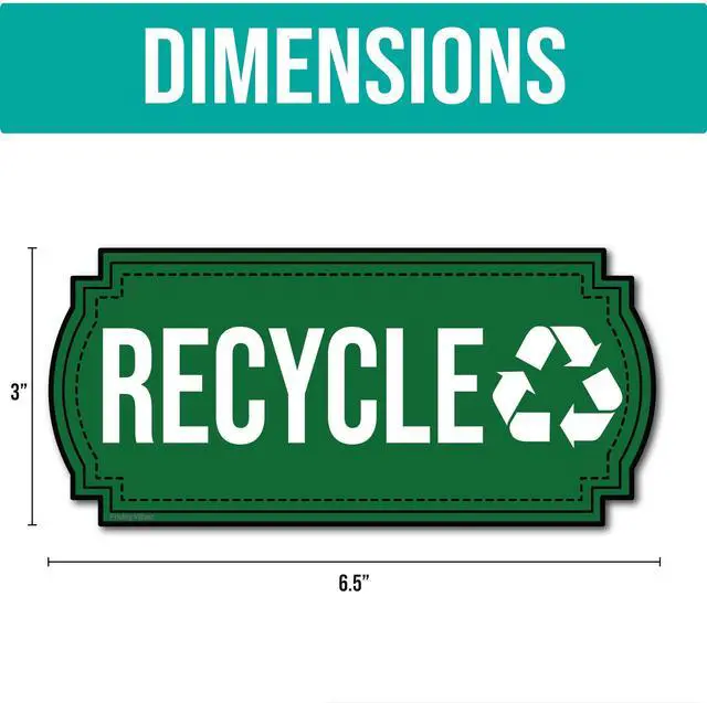 Alt view image 5 of 6 - Recycle and Trash Magnets for Kitchen Cans and Recycling Bins, Dual Trash and Recycle Magnet for Garbage Can Logo Symbol, 2 Magnetic Sticker Adhesives, 6.5x3 Inch Design Home Outdoor Waste (Green)