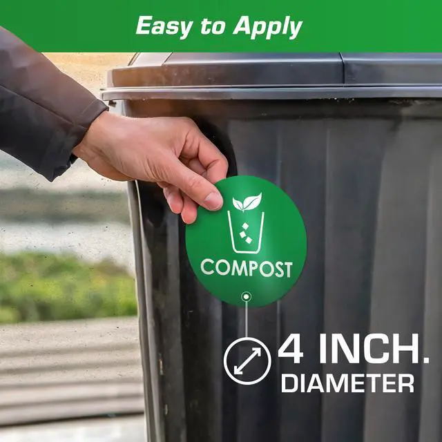 Alt view image 7 of 7 - Trash Recycle Compost Stickers - 4x4 Round Decals, 6 Pack Set - Easy to Apply, UV-Resistant for Effective Indoor & Outdoor Waste Management in Kitchens, Offices, and Public Spaces