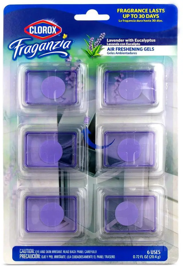 Main image of Fraganzia Stick-On Gel Fresheners Lavender with Eucalyptus Trash Can Deodorizer Up to 30 Days Scent Odor Absorber Kitchen Bathroom Closet No Plug or Batteries, 0.12 FL OZ, 6 Count