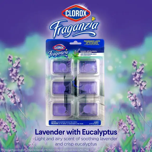 Alt view image 2 of 6 - Fraganzia Stick-On Gel Fresheners Lavender with Eucalyptus Trash Can Deodorizer Up to 30 Days Scent Odor Absorber Kitchen Bathroom Closet No Plug or Batteries, 0.12 FL OZ, 6 Count