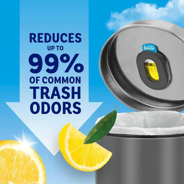 Alt view image 3 of 7 - Trash Odor Fighter, Trash Can Air Freshener, Stick-On Deodorizer for Garbage Cans, Diaper Pails, Works with Scented Trash Bags, Fresh Lemon Scent, 4 Refills (Holder Sold Separately)