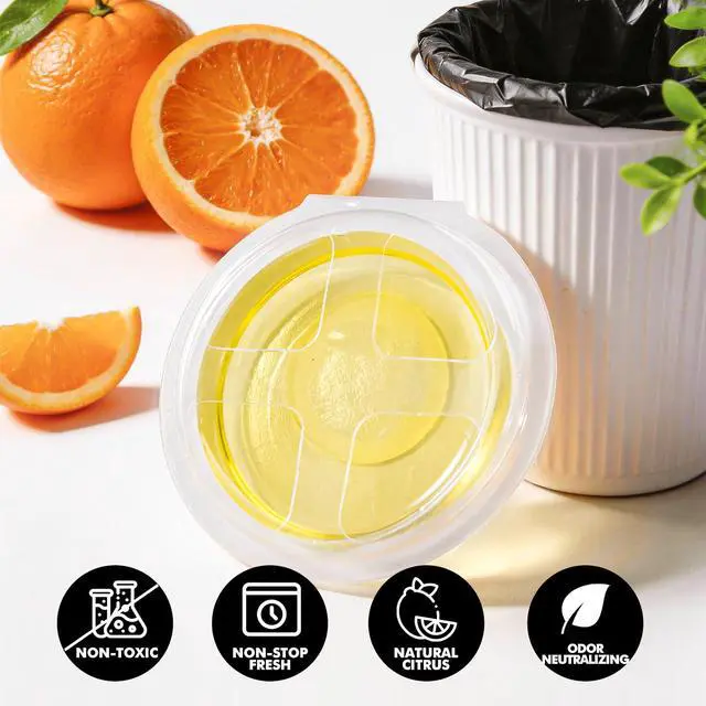 Alt view image 2 of 6 - 10 Pack Trash Can Deodorizer, Citrus Scent Stick-On Gel Air Freshener Up to 30 Days, Long Lasting Odor Absorber for Kitchen Garbage Bin, Bathroom, Diaper Pail, Closet, Each 0.176 Oz