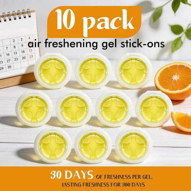 Alt view image 3 of 6 - 10 Pack Trash Can Deodorizer, Citrus Scent Stick-On Gel Air Freshener Up to 30 Days, Long Lasting Odor Absorber for Kitchen Garbage Bin, Bathroom, Diaper Pail, Closet, Each 0.176 Oz