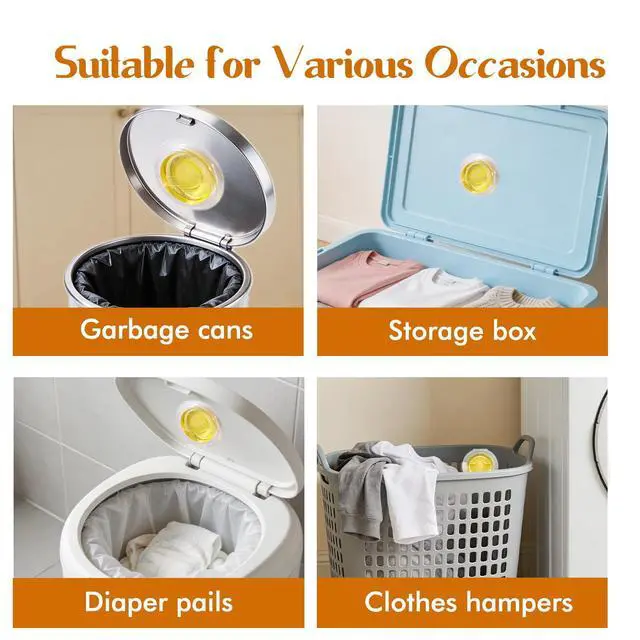 Alt view image 6 of 6 - 10 Pack Trash Can Deodorizer, Citrus Scent Stick-On Gel Air Freshener Up to 30 Days, Long Lasting Odor Absorber for Kitchen Garbage Bin, Bathroom, Diaper Pail, Closet, Each 0.176 Oz